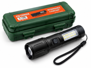 Zoomable LED Flashlight with USB Charger