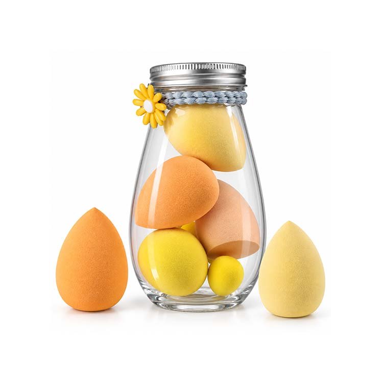 Multicolor Makeup Blender Sponge Set with Storage Jar