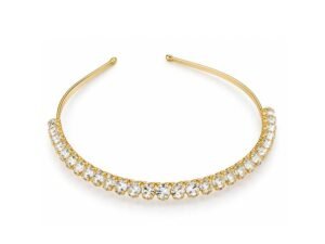 Gold-Tone Double Row Rhinestone Crystal Headband