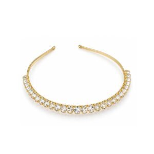 Gold-Tone Double Row Rhinestone Crystal Headband