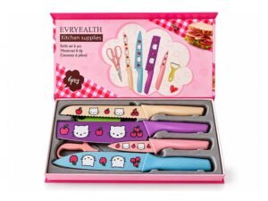 EVRYEALTH 6-Piece Kitchen Knife Set with Scissors & Vegetable Peeler