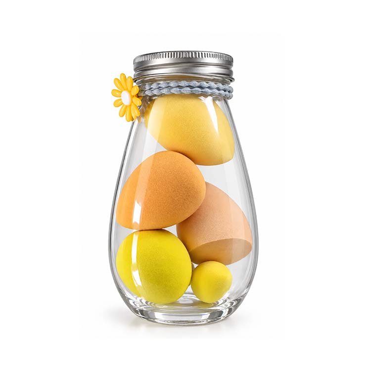 Multicolor Makeup Blender Sponge Set with Storage Jar - Image 2