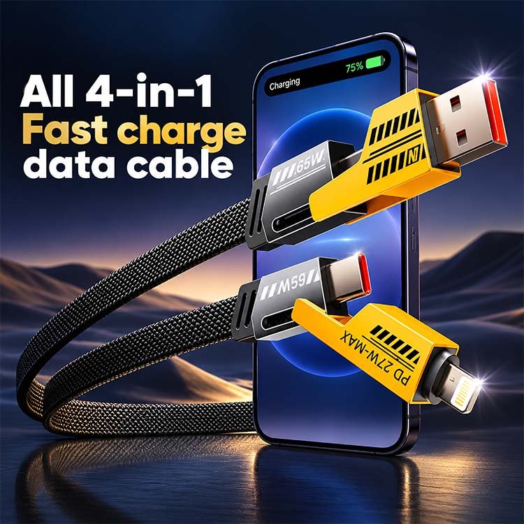 4-in-1 Fast Charging Data Cable – Braided Multi-Connector Cable - Image 6