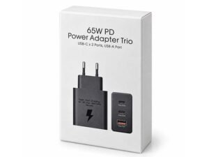 65W PD Power Adapter Trio – Dual USB-C & USB-A Fast Charger