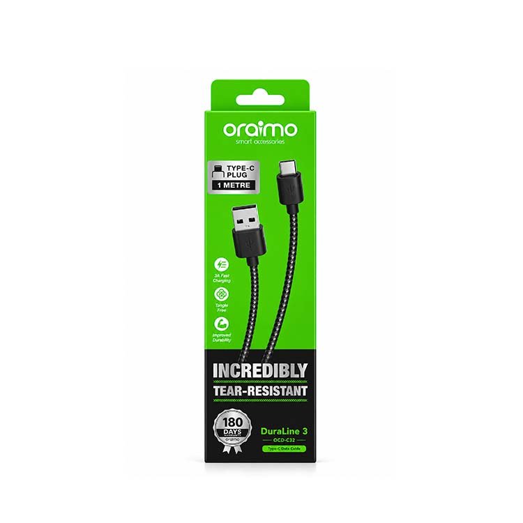Oraimo DuraLine 3 Type-C Data Cable 1 Meter – 2A Fast Charging - Image 2