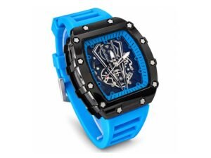 Blue & Black Square Skeleton Style Sports Watch