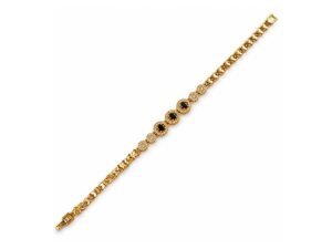 Gold-Tone Black Rhinestone Link Bracelet