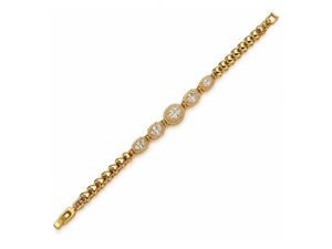 Gold-Tone Round Rhinestone Chain Bracelet