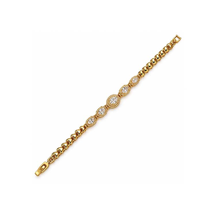 Gold-Tone Round Rhinestone Chain Bracelet