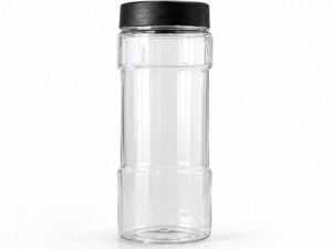 Transparent Plastic Bottle with Black Cap