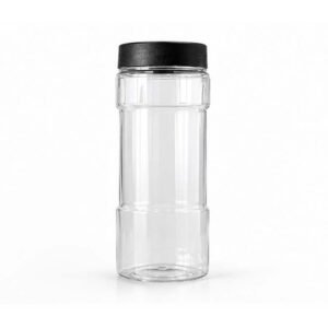Transparent Plastic Bottle with Black Cap
