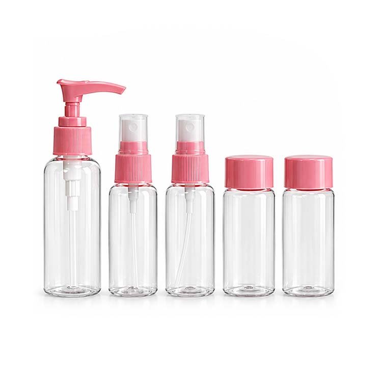 5-Piece Empty Travel Bottle Set with Pump & Spray Bottles - Image 2