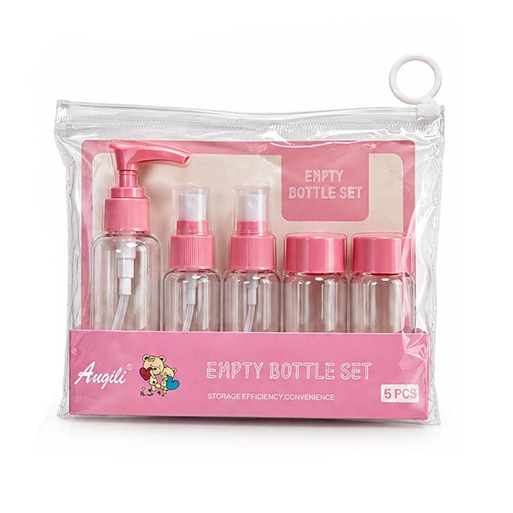 5-Piece Empty Travel Bottle Set with Pump & Spray Bottles