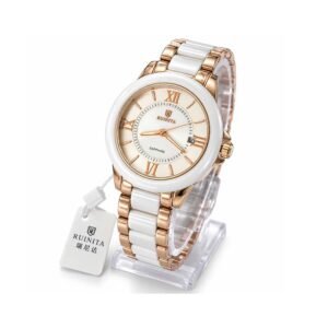 RUINITA Women's Sapphire Ceramic Watch – Gold & White