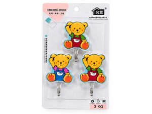 3-Piece Cute Bear Sticking Wall Hooks – 3kg