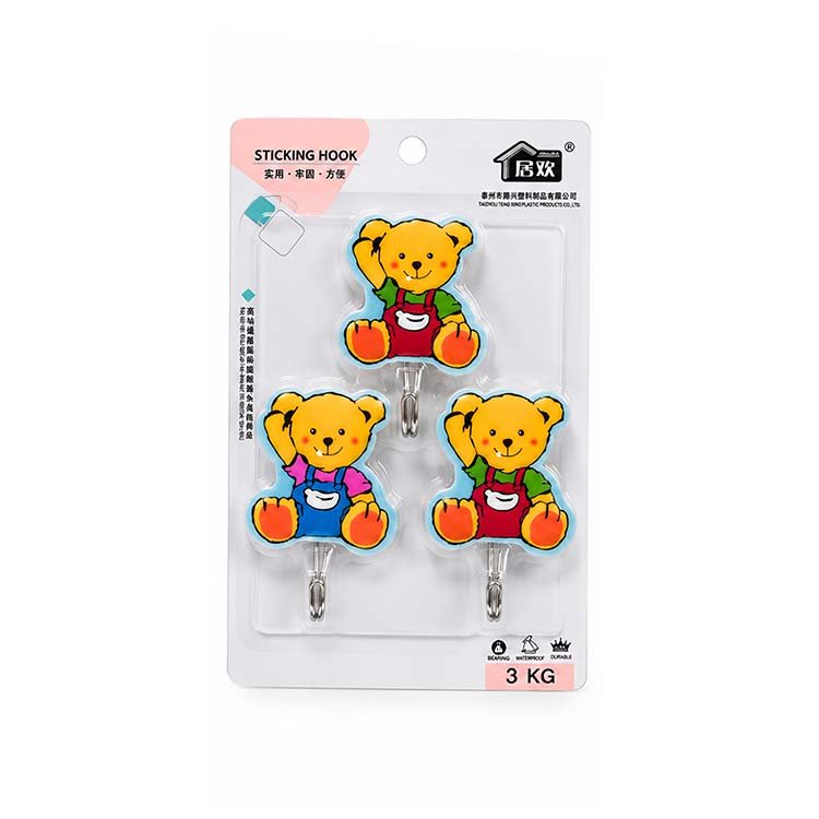3-Piece Cute Bear Sticking Wall Hooks – 3kg
