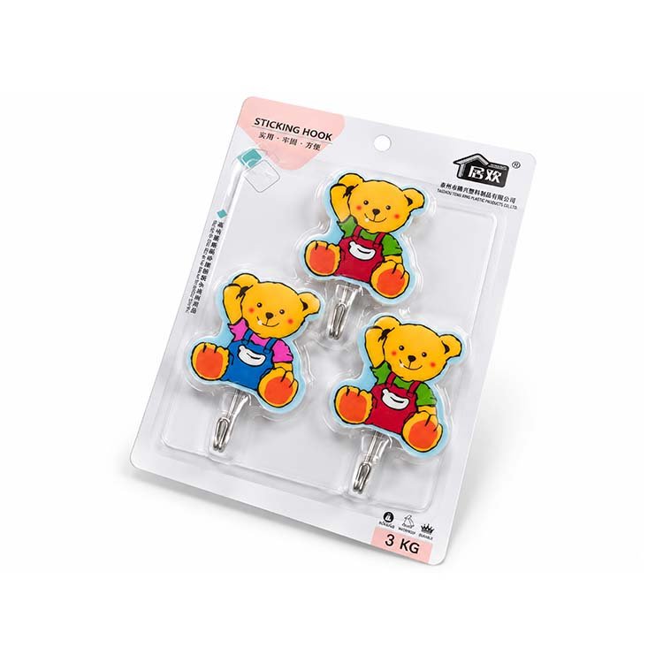 3-Piece Cute Bear Sticking Wall Hooks – 3kg - Image 2