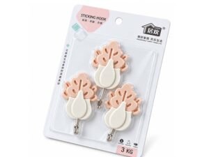 3-Piece Flower Design Sticking Wall Hooks – 3kg