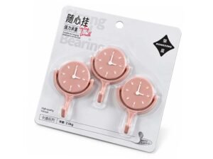 3-Piece Cute Clock Design Adhesive Wall Hooks – 2kg