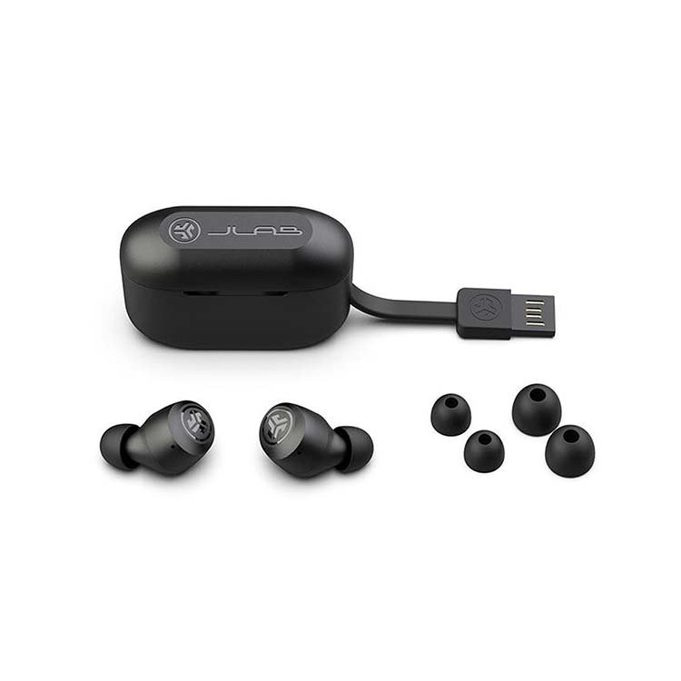 JLab True Wireless Bluetooth Earbuds with Charging Case – Black - Image 2