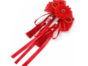 Red Flower Pearl Tassel Hair Clip for Ladies
