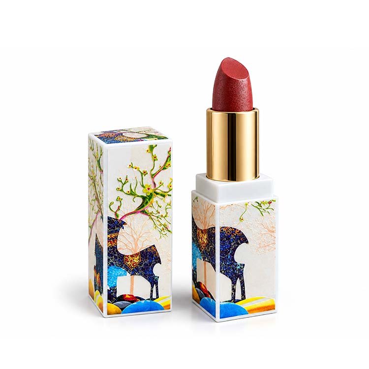 Decorative Red Lipstick with Artistic Printed Case