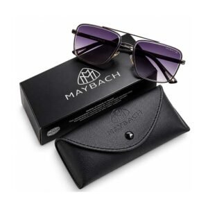 Maybach Black Rectangular Sunglasses with Protective Case