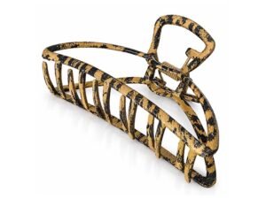 Gold & Black Animal Print Metal Hair Claw Clip