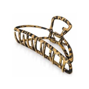 Gold & Black Animal Print Metal Hair Claw Clip
