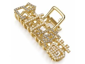 Golden Pearl & Rhinestone Embellished Hair Claw Clip