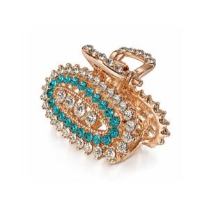 Gold Turquoise Rhinestone Hair Claw Clip for Small Girls