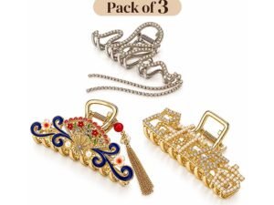 3-Piece Luxury Rhinestone & Pearl Hair Claw Clip Set
