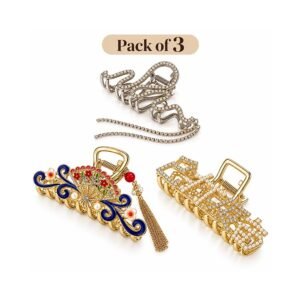 3-Piece Luxury Rhinestone & Pearl Hair Claw Clip Set