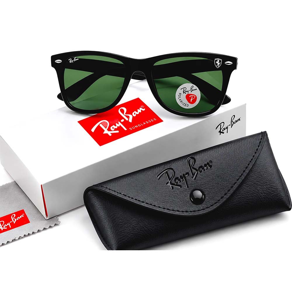 Ray-Ban, Black Sunglasses, Polarized Sunglasses, Green Lenses, Unisex Sunglasses, Fashion Sunglasses, Classic Sunglasses, Men's Sunglasses, Women's Sunglasses, Protective Case