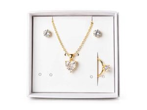 Gold-Tone Heart Necklace & Earrings Jewelry Set