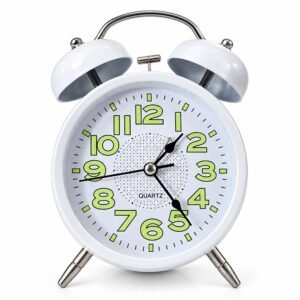 Classic Twin Bell Table Alarm Clock White