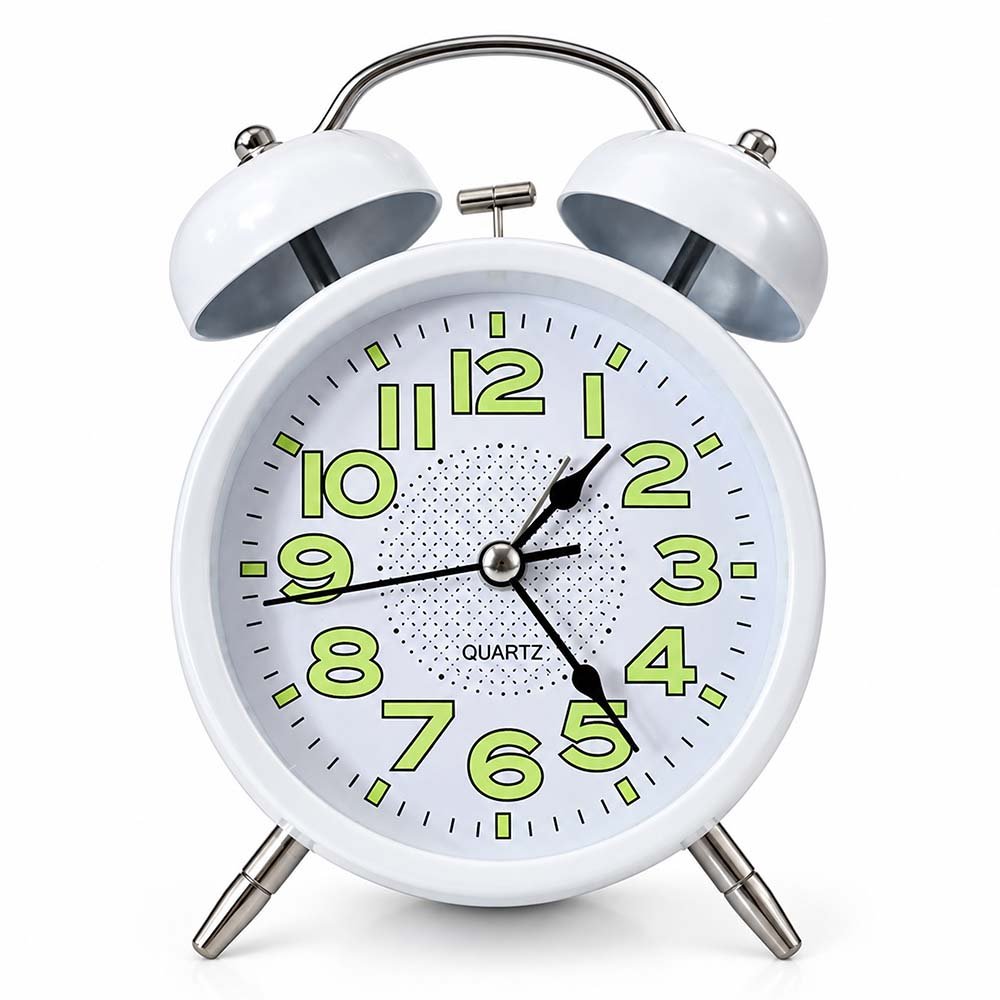 Classic Twin Bell Table Alarm Clock White