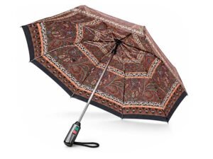 Automatic Folding Umbrella with Multicolor Paisley Pattern