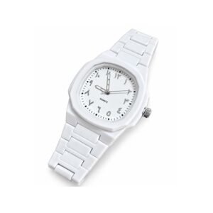 White Quartz Women's Fashion Watch – Arabic Numeral Dial & Bracelet