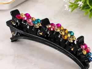 Multicolor Rhinestone & Beaded Banana Hair Clip