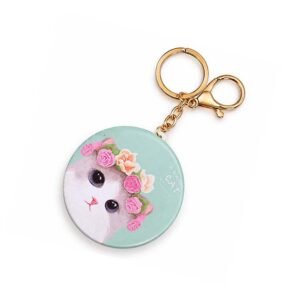 Cute Cat Pocket Mirror Keychain