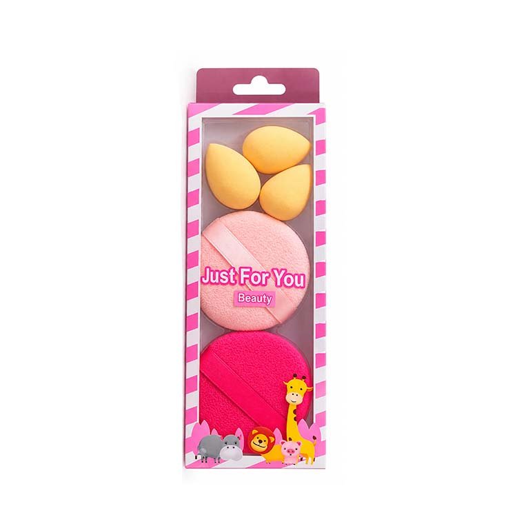 Just For You Beauty Makeup Sponge and Powder Puff Set with 3 Teardrop Sponges - Image 2