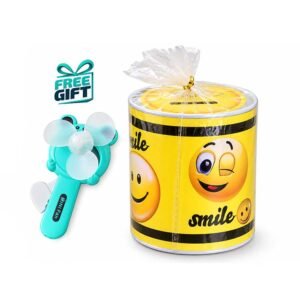 Mini Handheld Fan with Cute Smile Printed Money Box