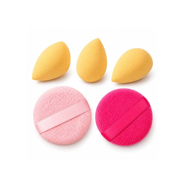 Just For You Beauty Makeup Sponge and Powder Puff Set with 3 Teardrop Sponges - Image 3