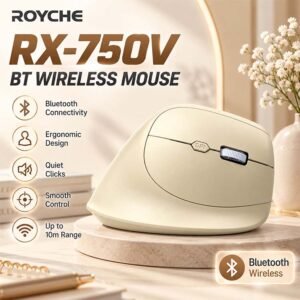 ROYCHЕ RX-750V Bluetooth Wireless Ergonomic Mouse with Quiet Clicks