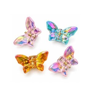 Pack of 4 Iridescent Butterfly Hair Claw Clips in Multicolor