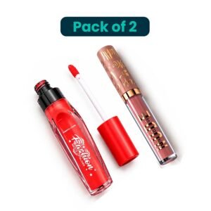 Pack of 2 Liquid Lipsticks in Red and Nude Pink Shades