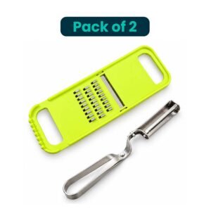 Lime Green Vegetable Slicer and Stainless Steel Peeler - Pack of 2