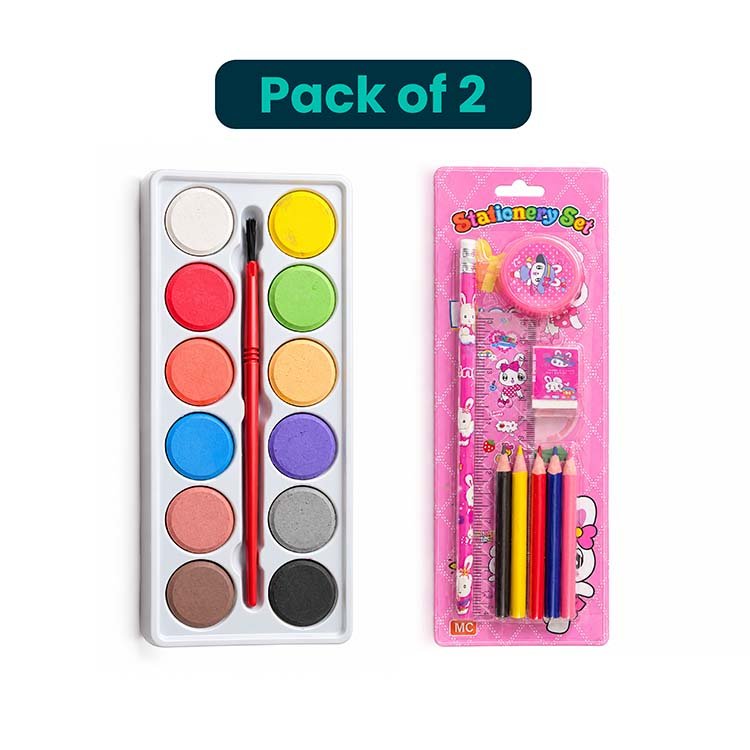 Pack of 2 Kids Art and Stationery Sets with School Supplies