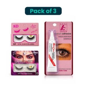 False Eyelashes & Waterproof Dark Tone Lash Glue Set